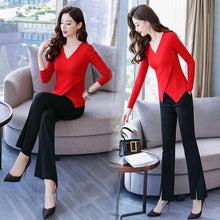 Load image into Gallery viewer, long sleeve slimming jacket wide leg pants
