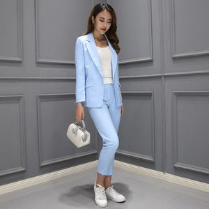 The new career suit female long sleeved small jacket trousers