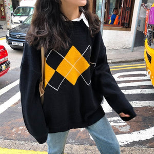 Geometric Pattern Women Long Sleeve  Sweaters